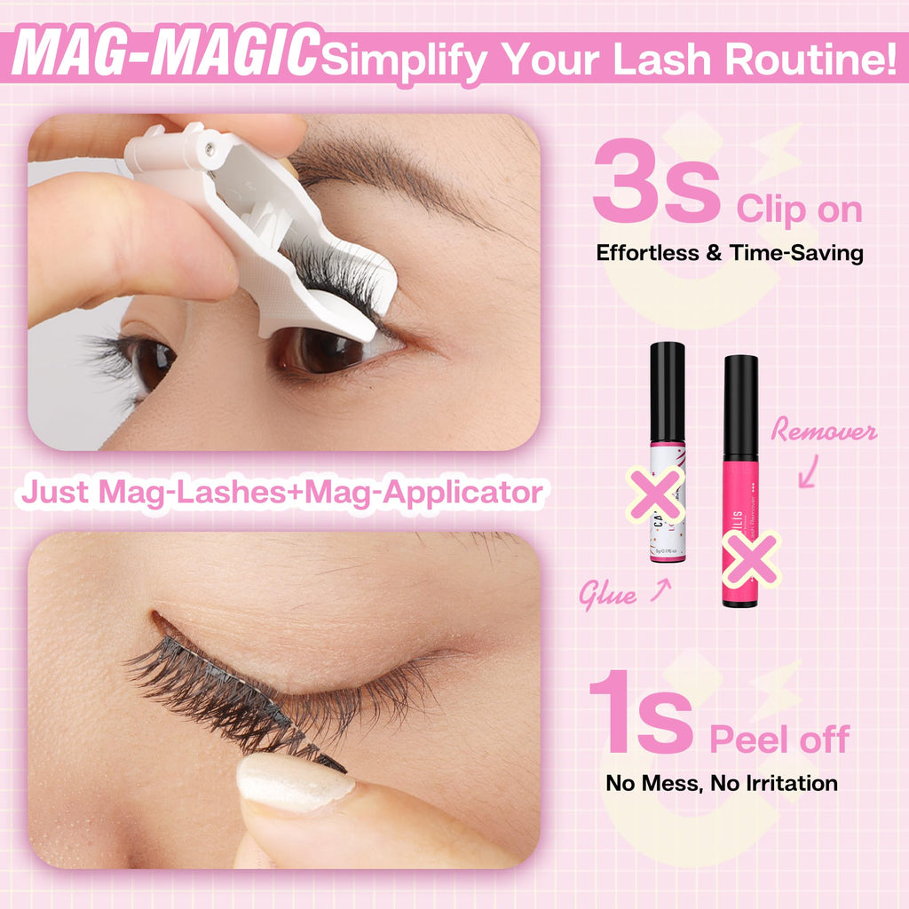 CALAILIS Magnetic Eyelashes with Applicator – Glue-Free, All-Day Comfort