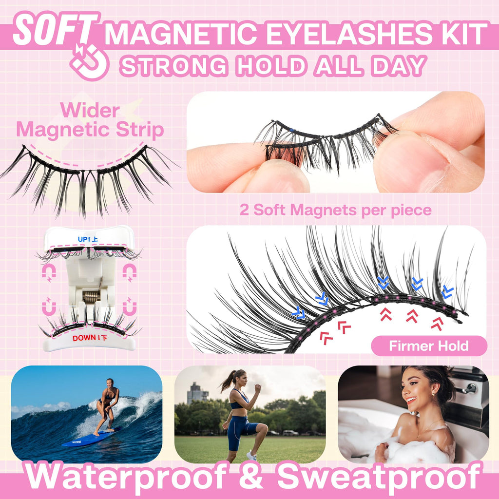CALAILIS Magnetic Eyelashes with Applicator – Glue-Free, All-Day Comfort
