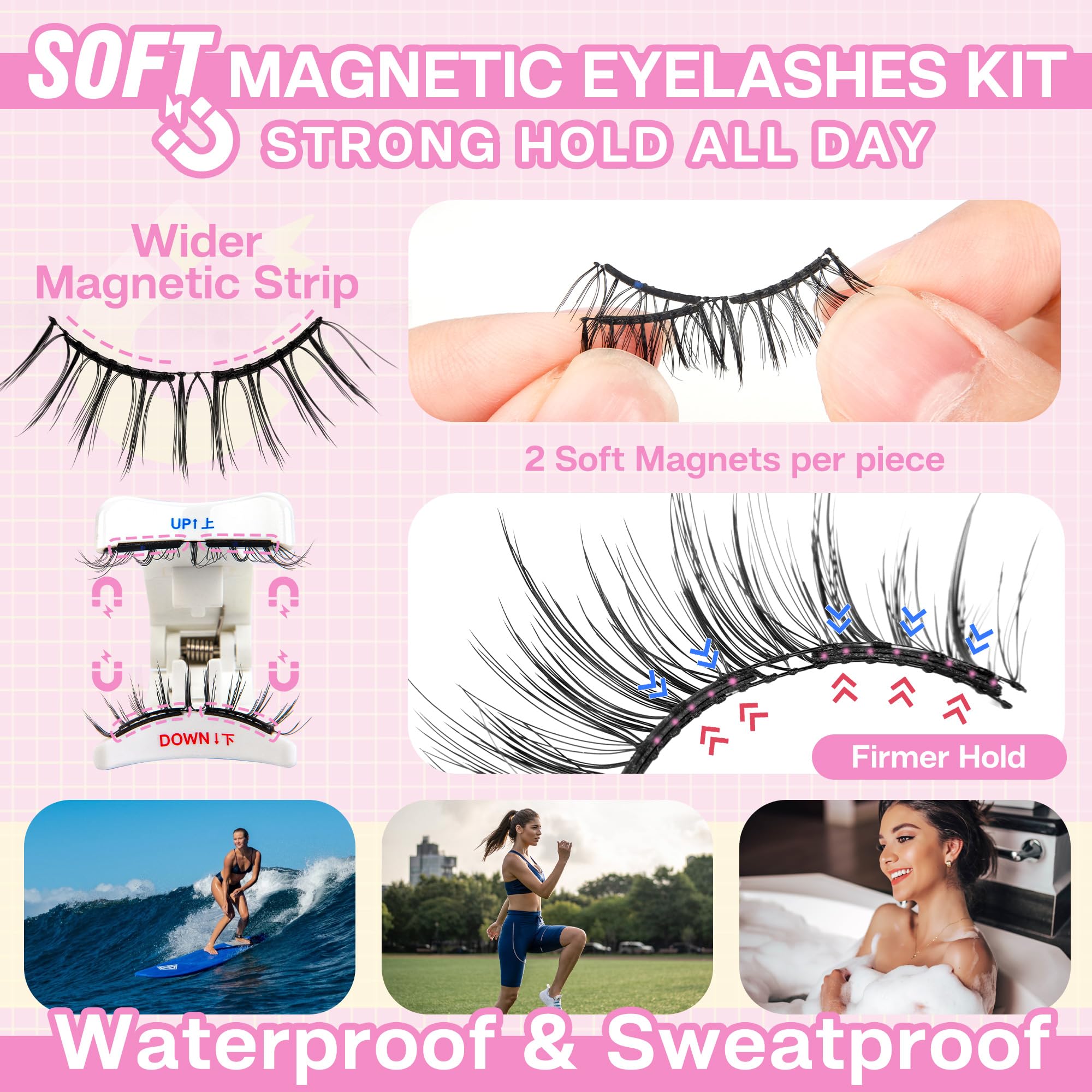 CALAILIS Magnetic Eyelashes with Applicator – Glue-Free, All-Day Comfort