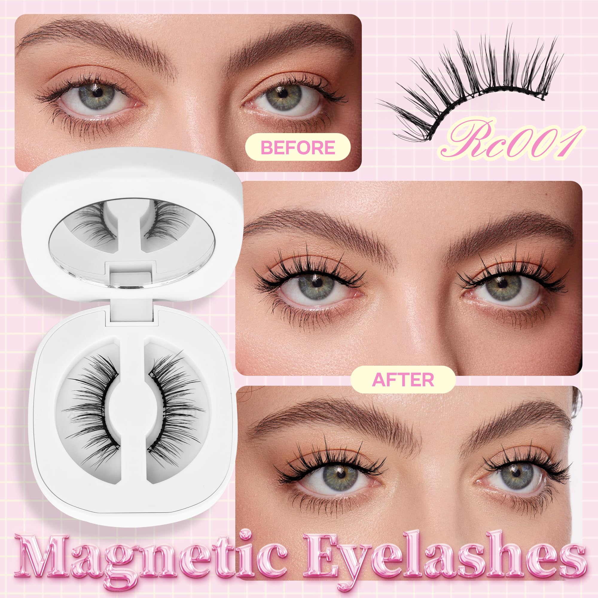 CALAILIS Magnetic Eyelashes with Applicator – Glue-Free, All-Day Comfort