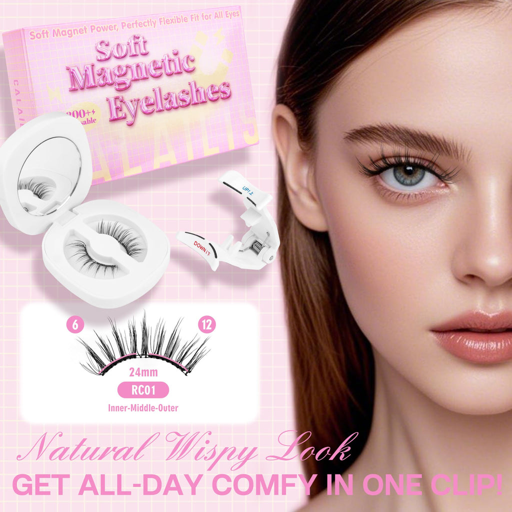 CALAILIS Magnetic Eyelashes with Applicator – Glue-Free, All-Day Comfort