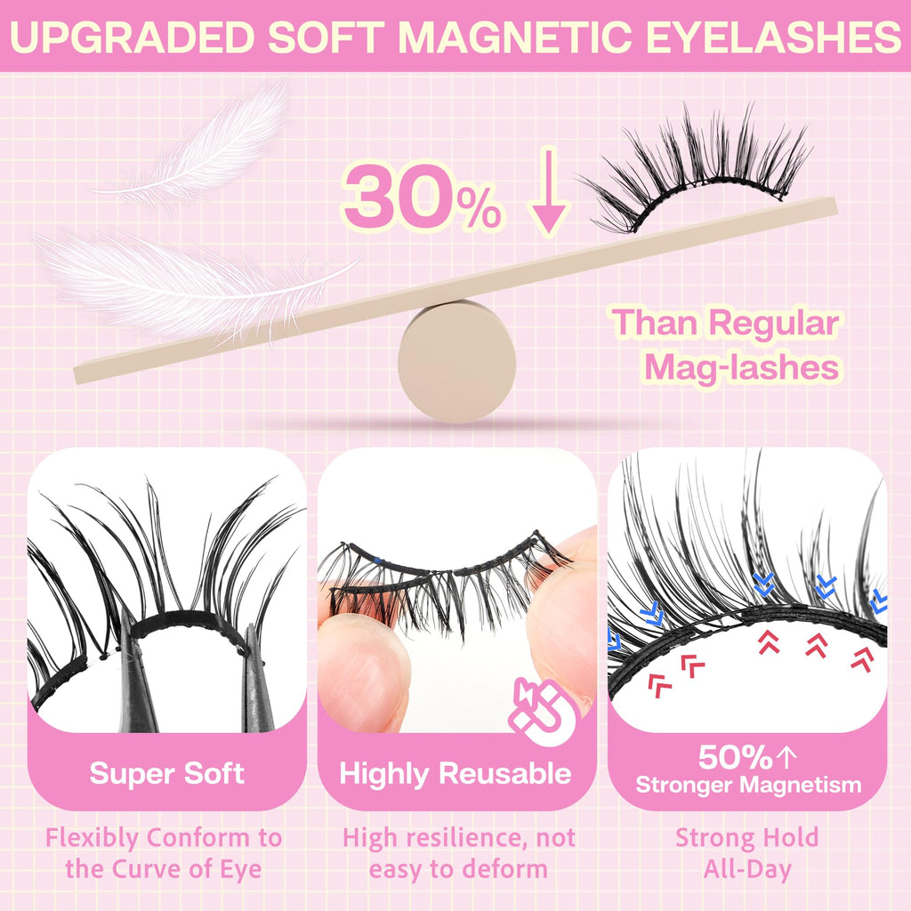 CALAILIS Magnetic Eyelashes with Applicator – Glue-Free, All-Day Comfort