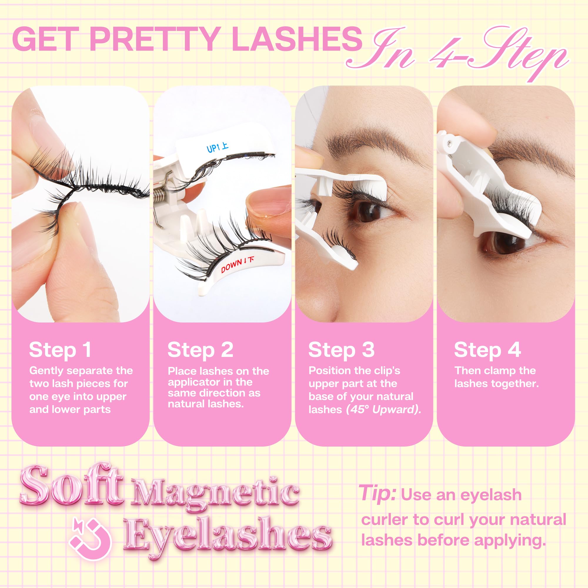 CALAILIS Magnetic Eyelashes with Applicator – Glue-Free, All-Day Comfort