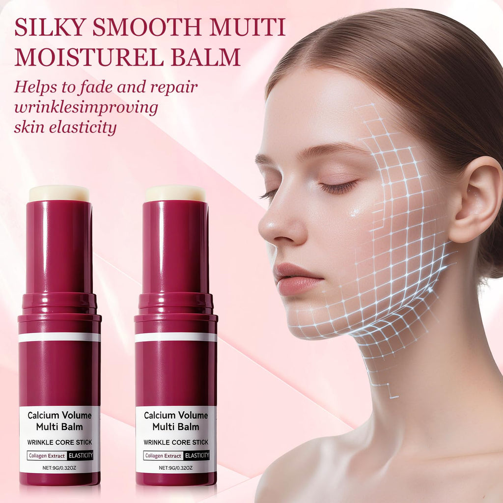 2PCS Calcium Multi Balm – Hydrating, Anti-Aging Stick with Almond & Vitamin E | Korean Wrinkle Core