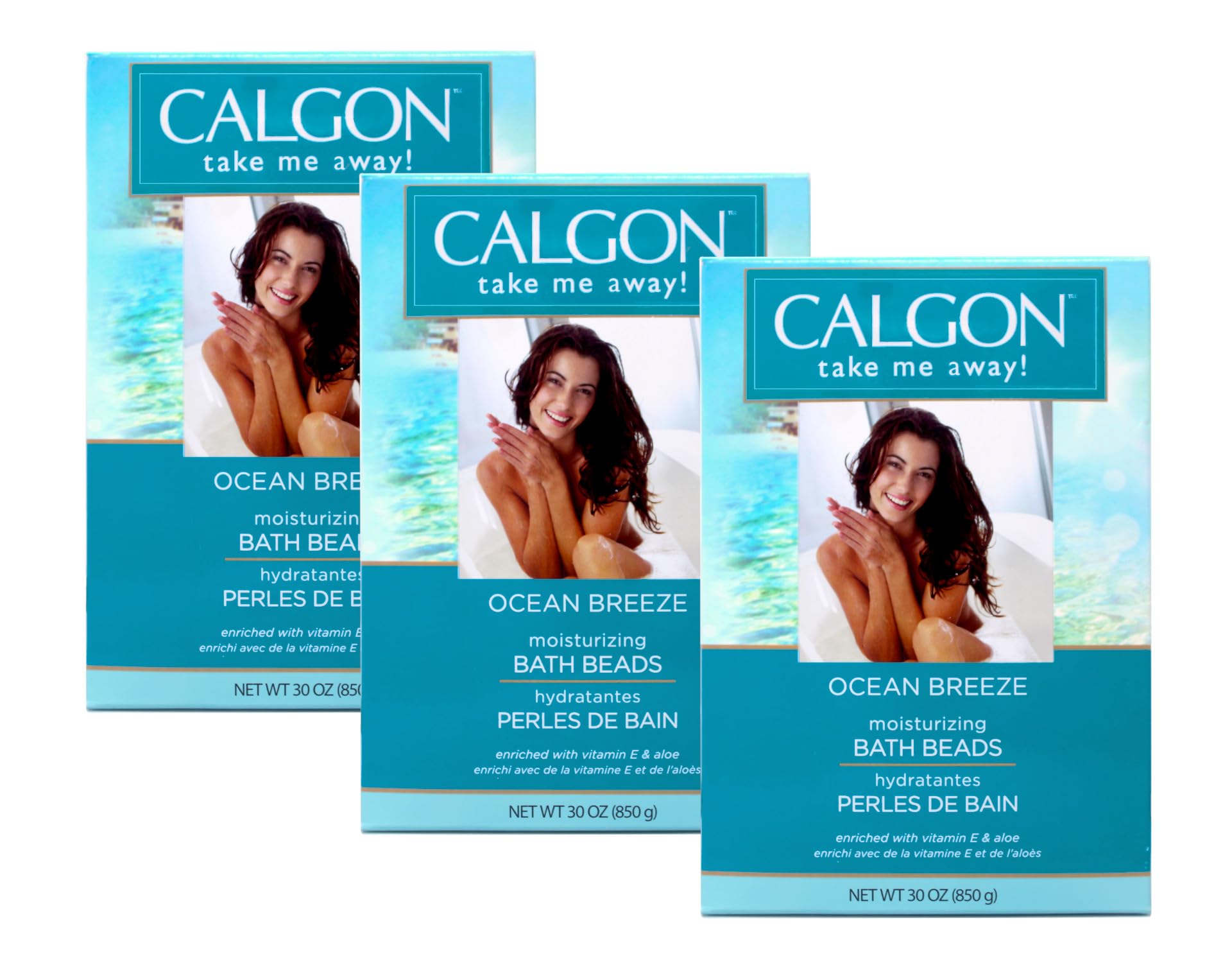 Calgon Ultra Moisturizing Bath Beads Ocean Breeze – Pack of 3 (30 oz)