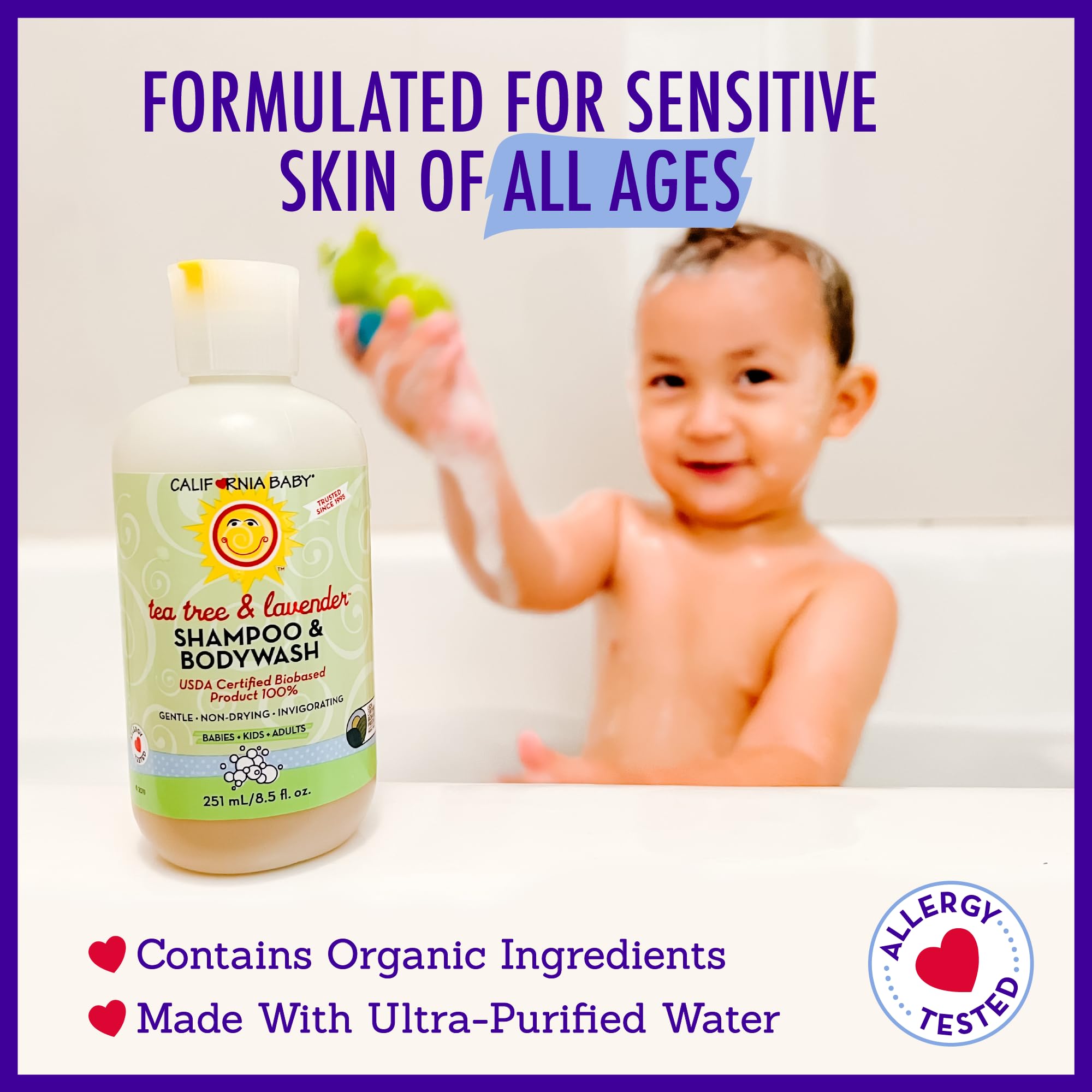 California Baby Tea Tree & Lavender Baby Wash + Shampoo – 100% Plant-Based