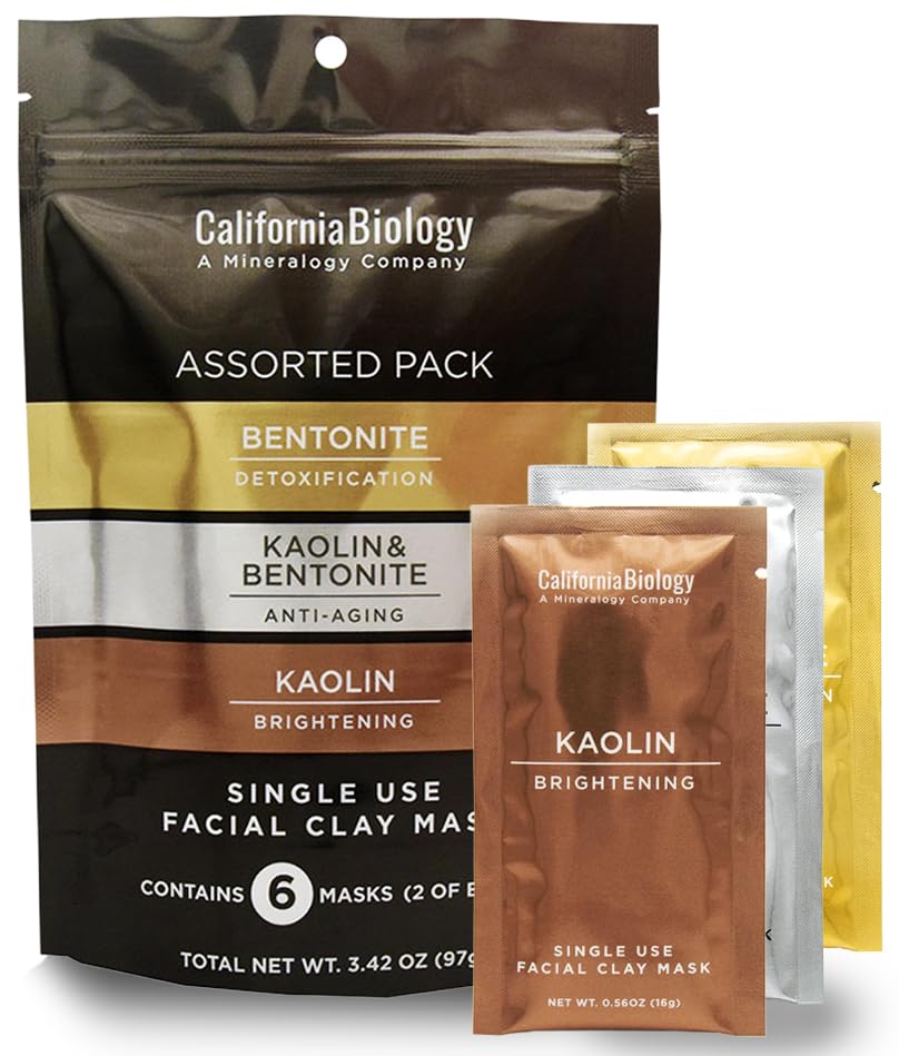 California Biology Clay Mask Variety Pack | Kaolin & Calcium Bentonite for Deep Pore Cleansing | 6 Count