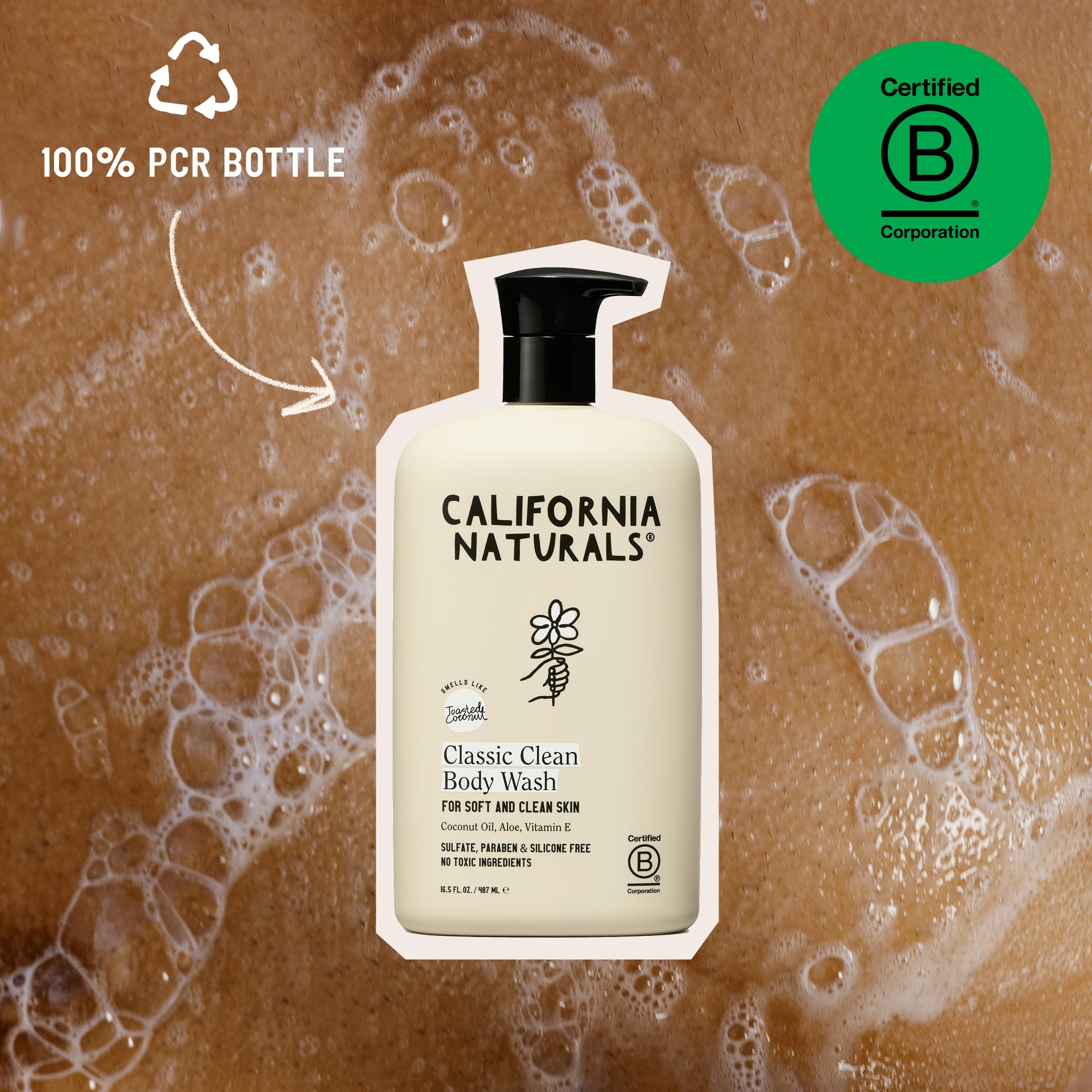 California Naturals Body Wash for Women and Men | Vitamin E-Free Coconut Scent | Vegan & Cruelty-Free | 16.5 fl oz
