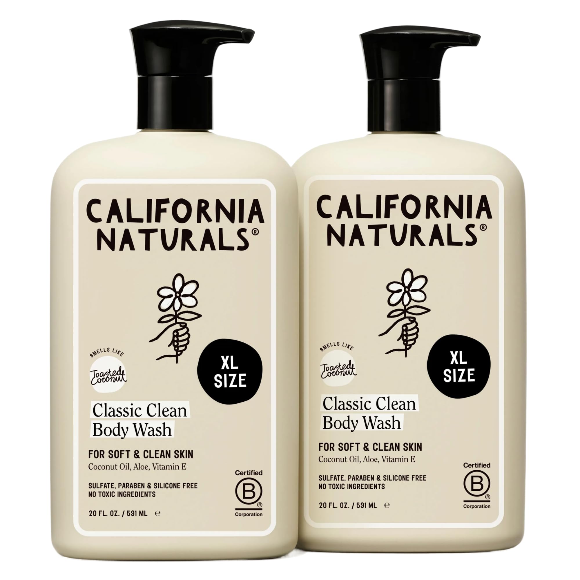 California Naturals Classic Clean Body Wash 2-Pack – Daily Clean, Vegan & Cruelty-Free, 20 oz