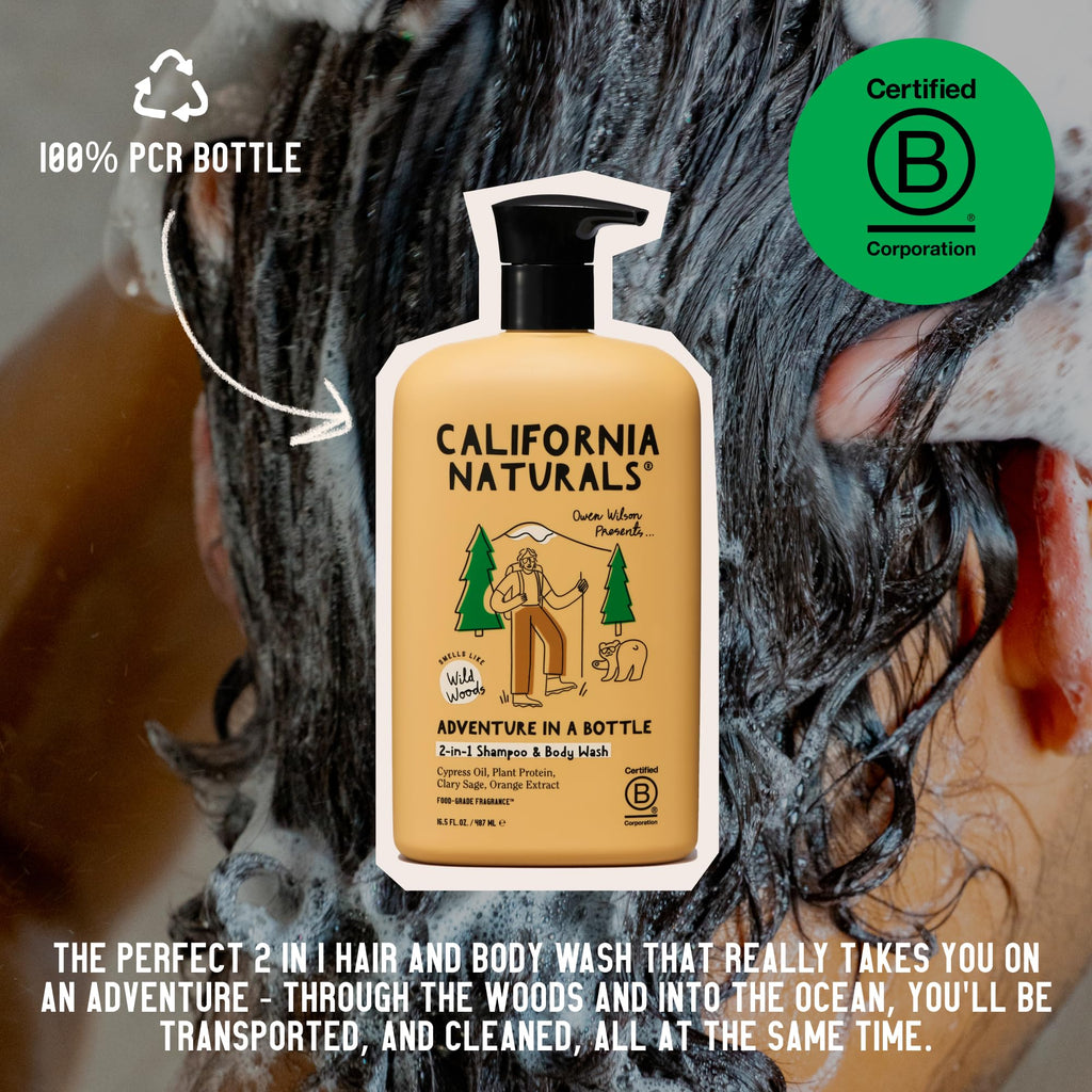 California Naturals Owen Wilson 2-in-1 Hair Shampoo & Body Wash – Wild Woods Fragrance, All Hair Types