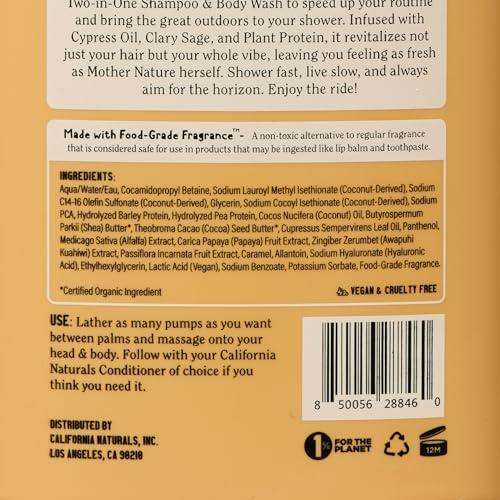 California Naturals Owen Wilson 2-in-1 Hair Shampoo & Body Wash – Wild Woods Fragrance, All Hair Types