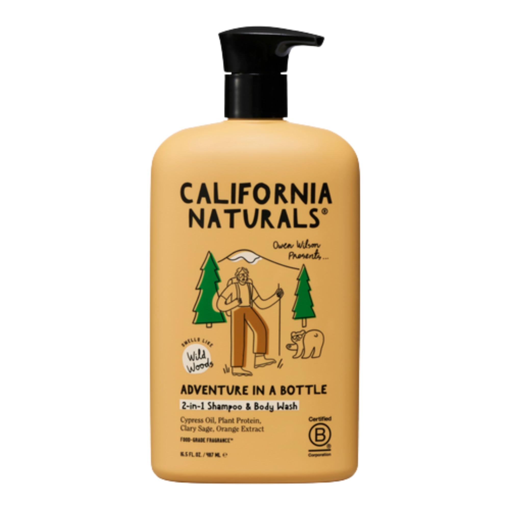 California Naturals Owen Wilson 2-in-1 Hair Shampoo & Body Wash – Wild Woods Fragrance, All Hair Types