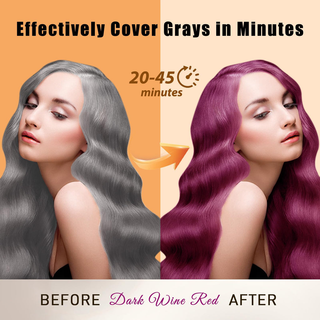 Callmynm Hair Dye Shampoo 3-in-1 for Gray Coverage – 500ml Dark Red Wine, All Hair Types