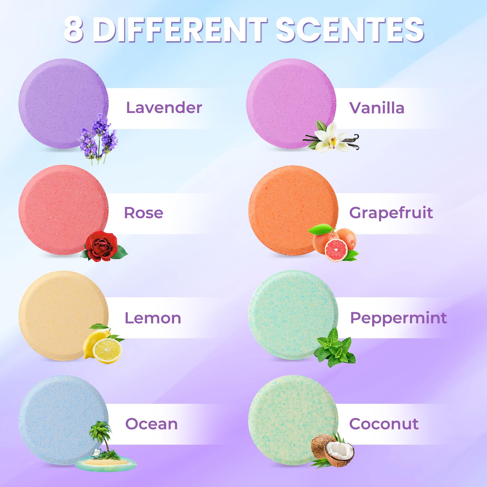 CalmNFiz Shower Steamers – 8 Scents | Aromatic Bath Bomb Set | Gift for Teens & Adults