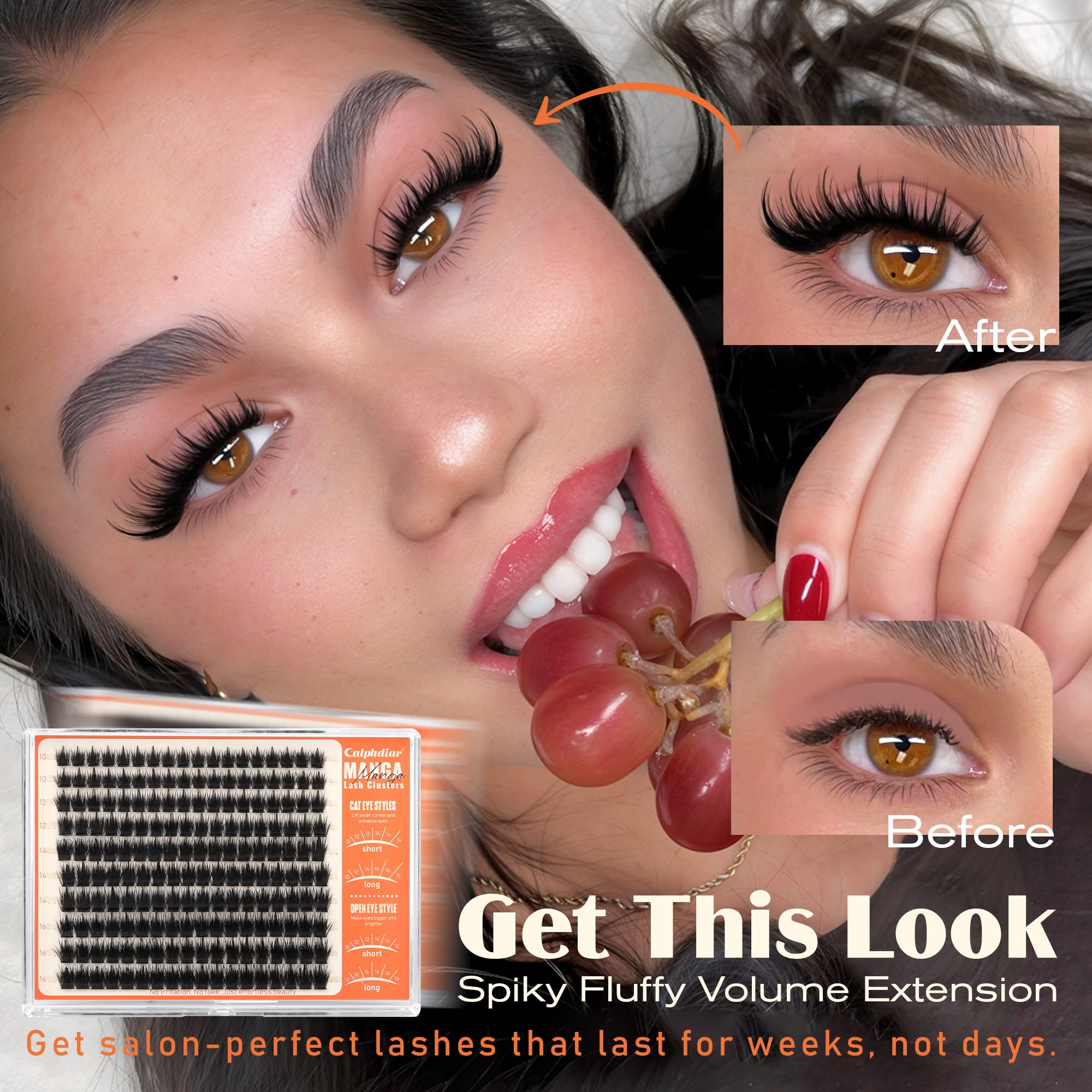 Calphdiar Manga Lash Clusters – Wispy, Spiky Volume Lashes (10-16mm)