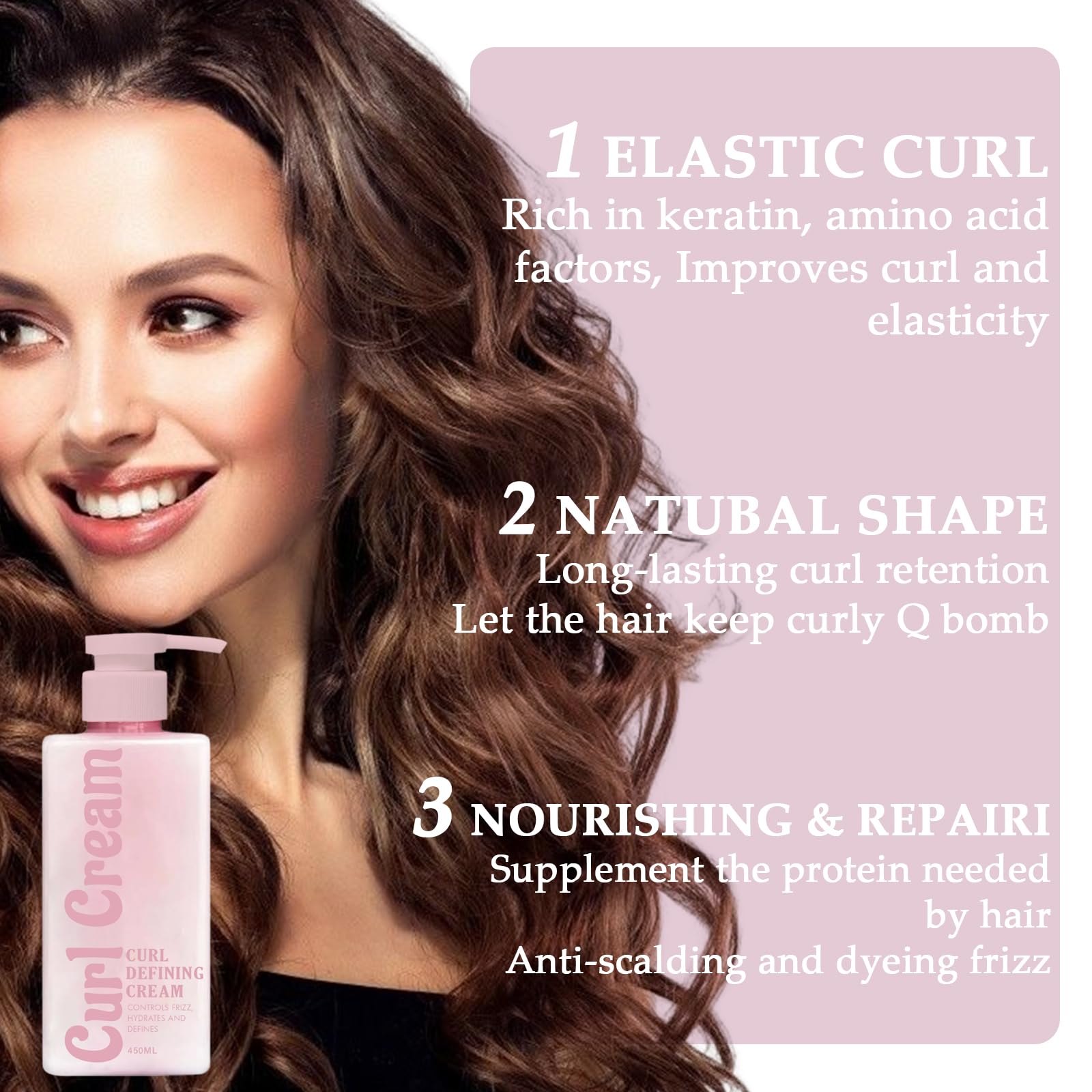 Calyphra Curl Defining Cream | 15.22 Fl Oz Anti-Frizz for Curly & Wavy Hair