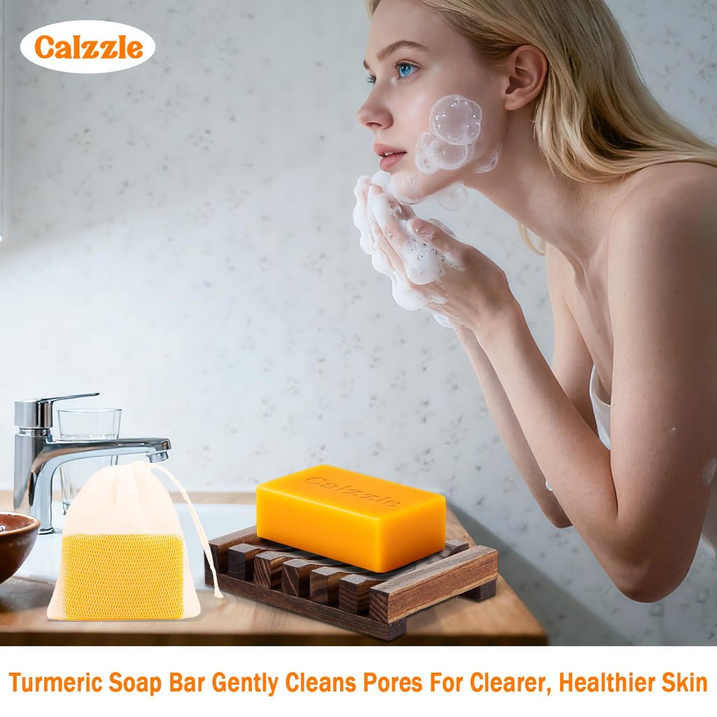 Calzzle Kojic Acid Soap 4PCS – Brightening with Turmeric, Vitamin C & Retinol