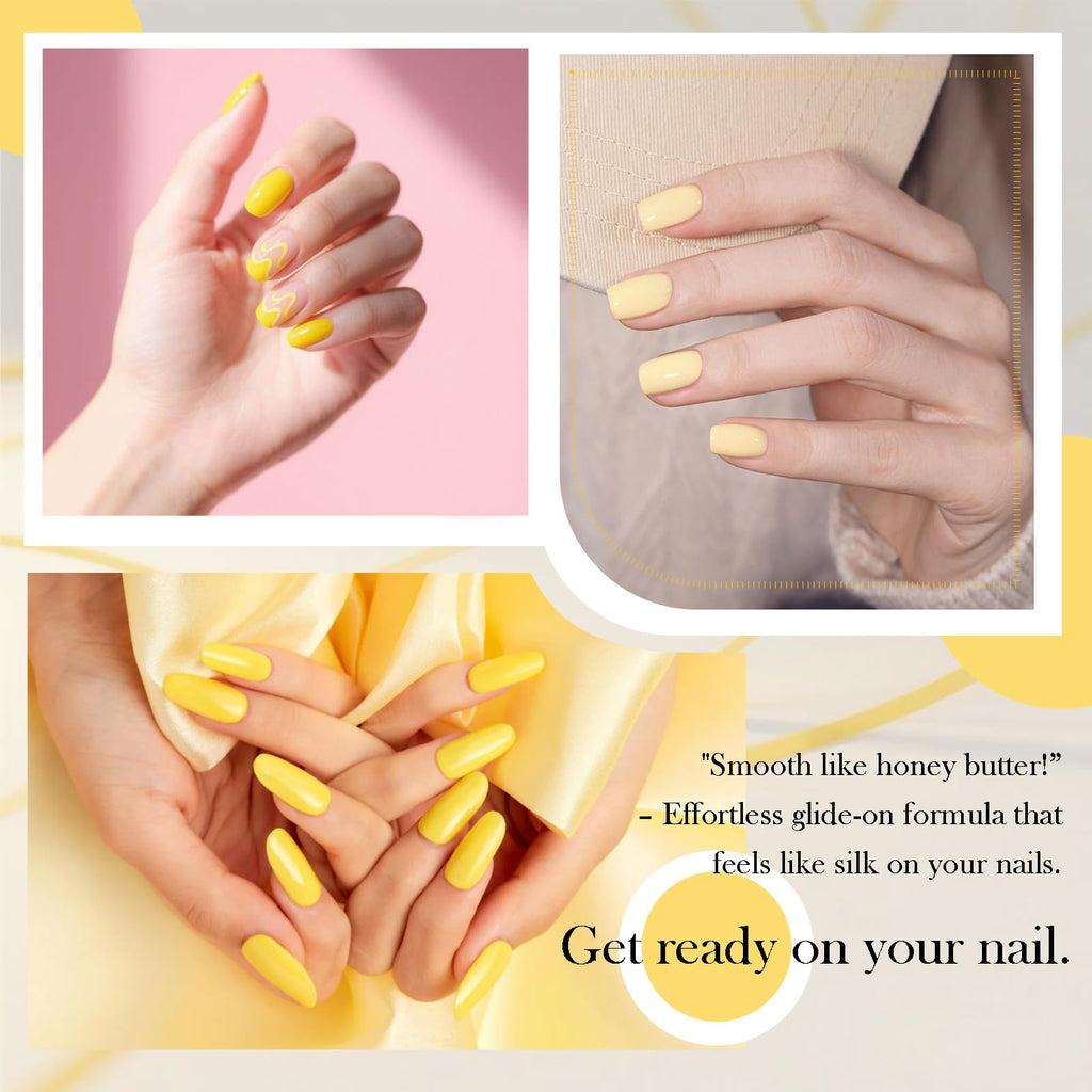 CAMILA 6-Piece Yellow Gel Nail Polish Set – HEMA-Free, UV/LED Soak-Off, High Pigment & Long-Lasting Shine