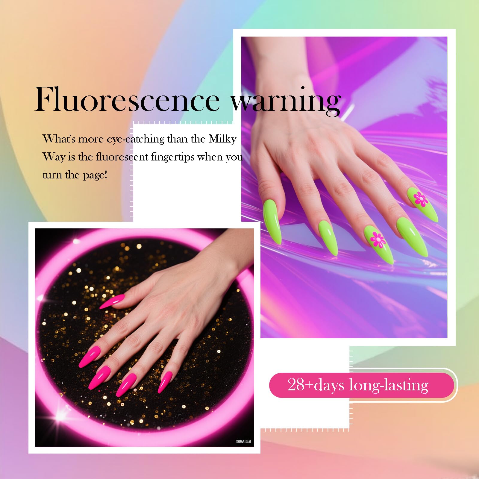 Camila 6pcs Neon Gel Polish Set – Rainbow Colors (Red, Pink, Nude, Green, Yellow) Soak Off