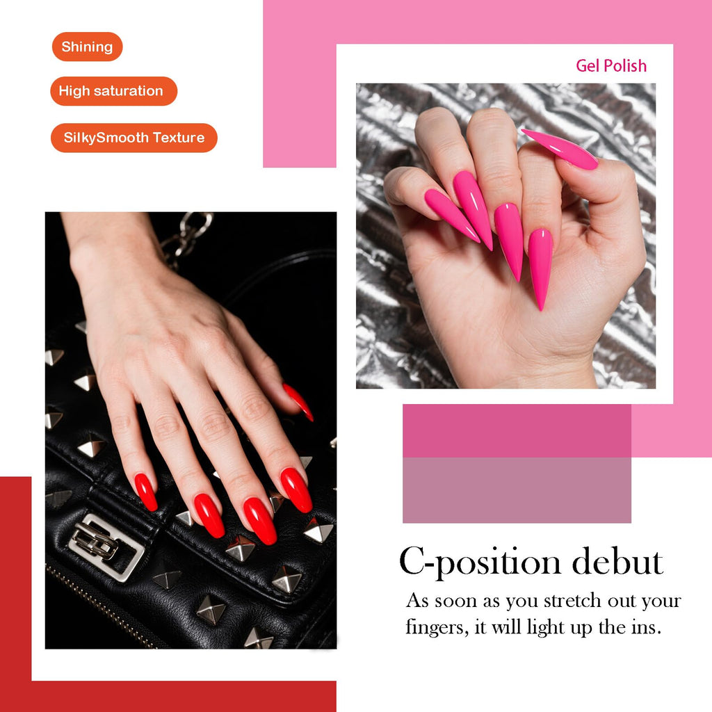 Camila 6pcs Neon Gel Polish Set – Rainbow Colors (Red, Pink, Nude, Green, Yellow) Soak Off