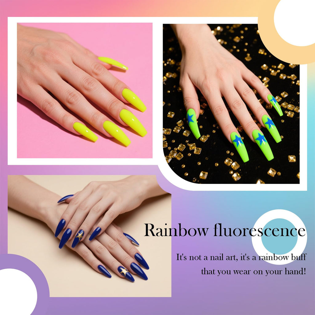 Camila 6pcs Neon Gel Polish Set – Rainbow Colors (Red, Pink, Nude, Green, Yellow) Soak Off
