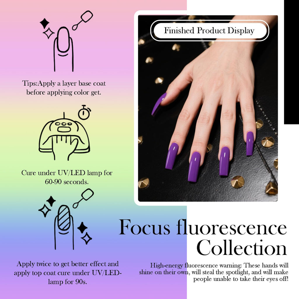 Camila 6pcs Neon Gel Polish Set – Rainbow Colors (Red, Pink, Nude, Green, Yellow) Soak Off