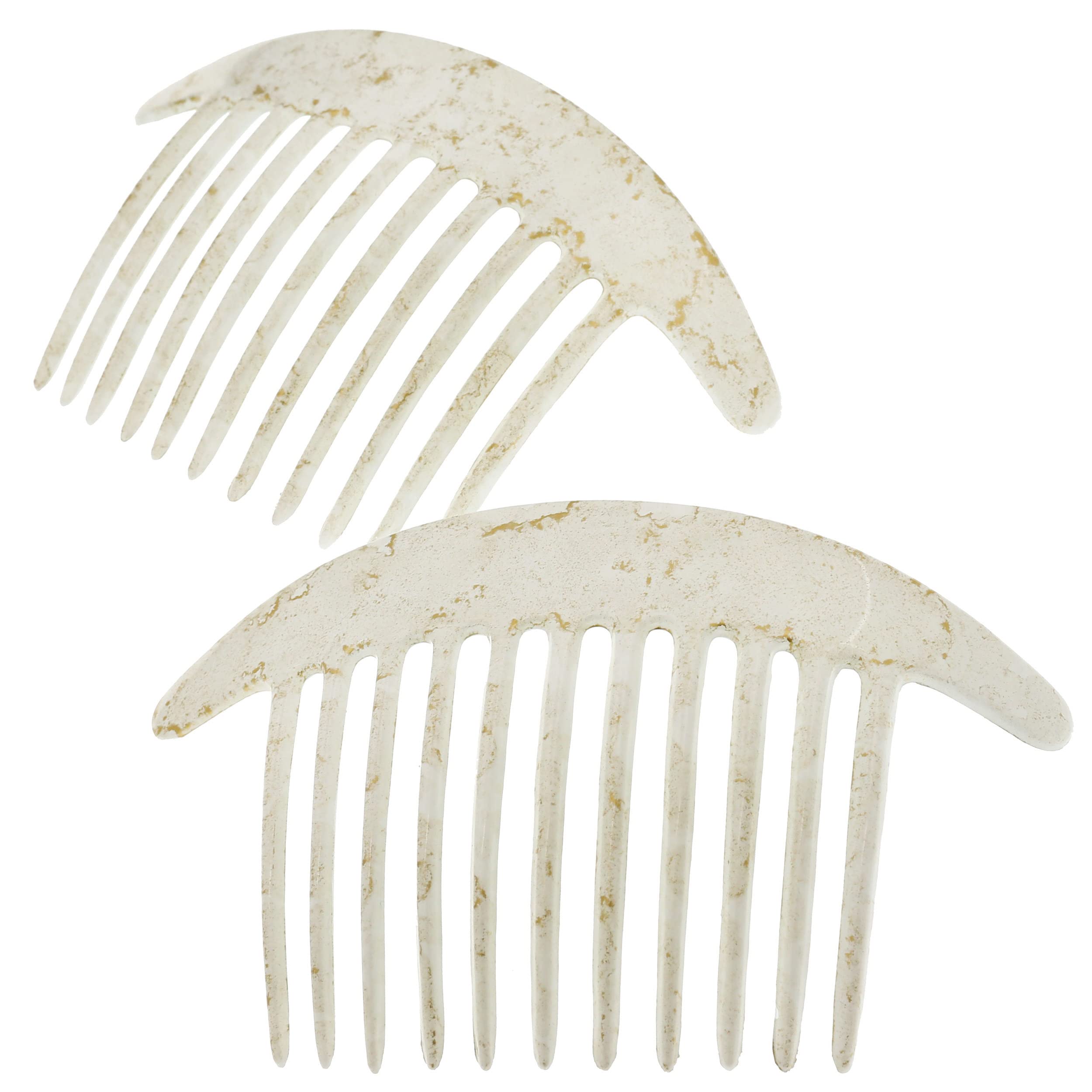 Camila Paris CP2940 White Pearl French Hair Side Combs – Interlocking Twist Clips, Made in France