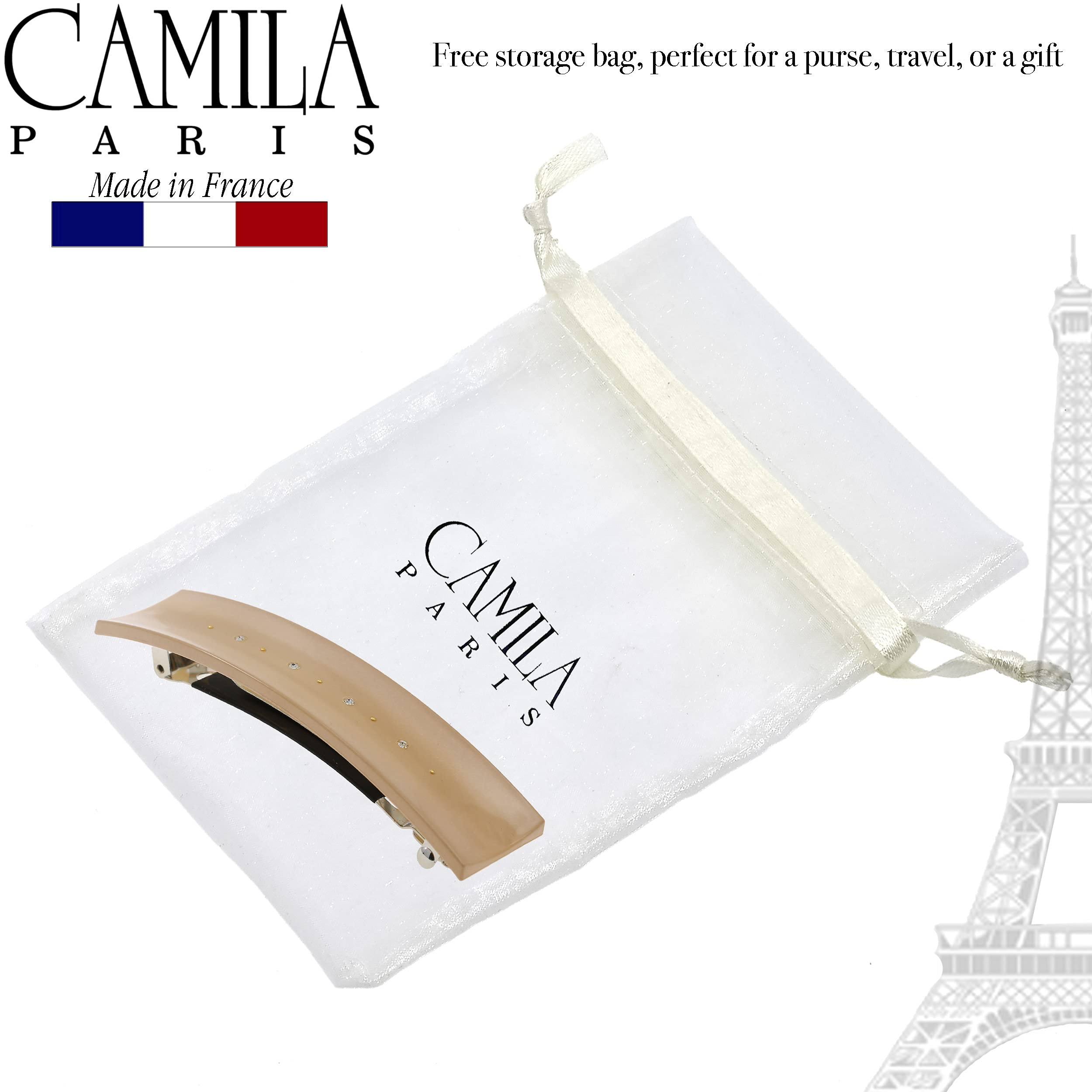 Camila Paris CP3189 French Hair Barrette Clip – Strong Hold, Brown, Made in France