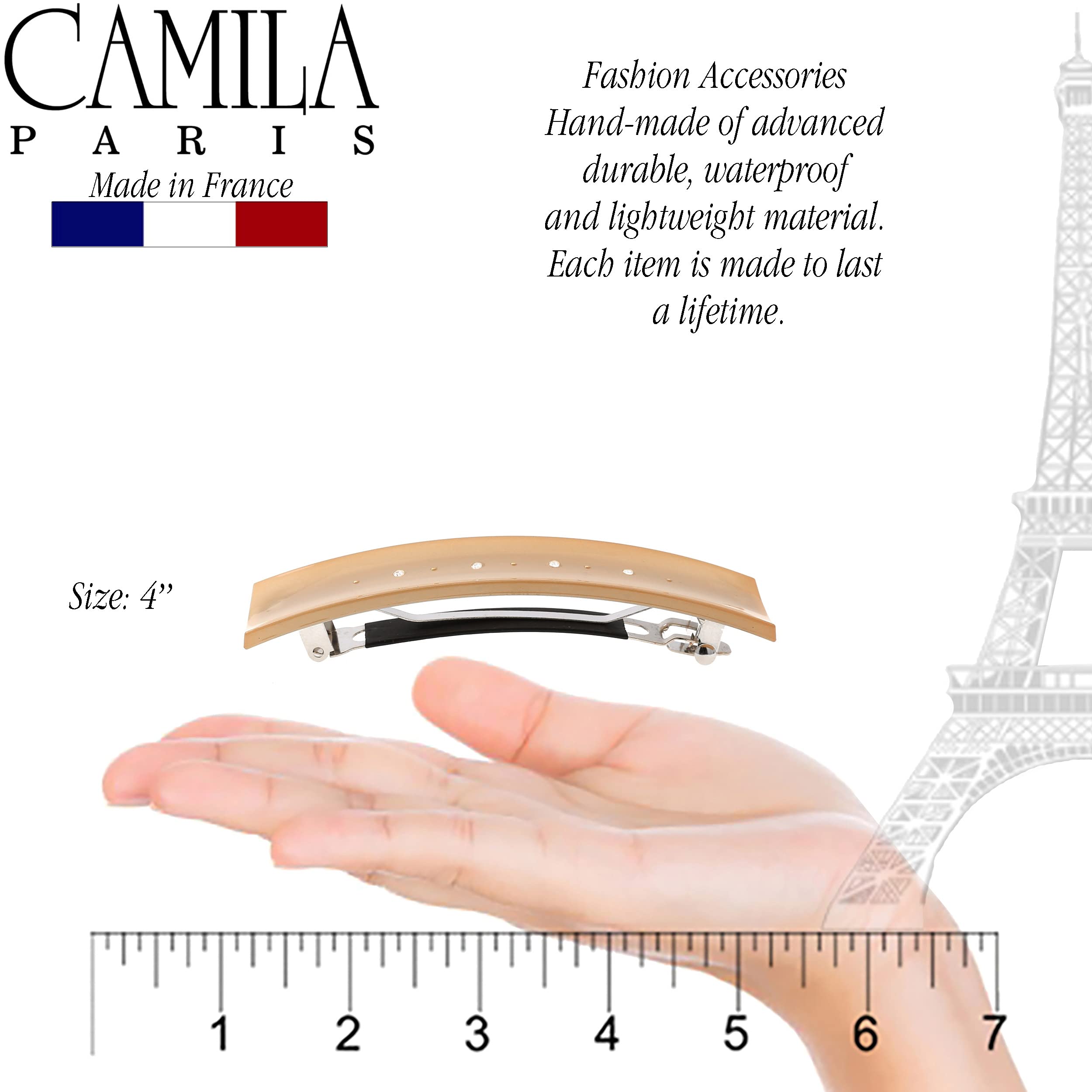Camila Paris CP3189 French Hair Barrette Clip – Strong Hold, Brown, Made in France