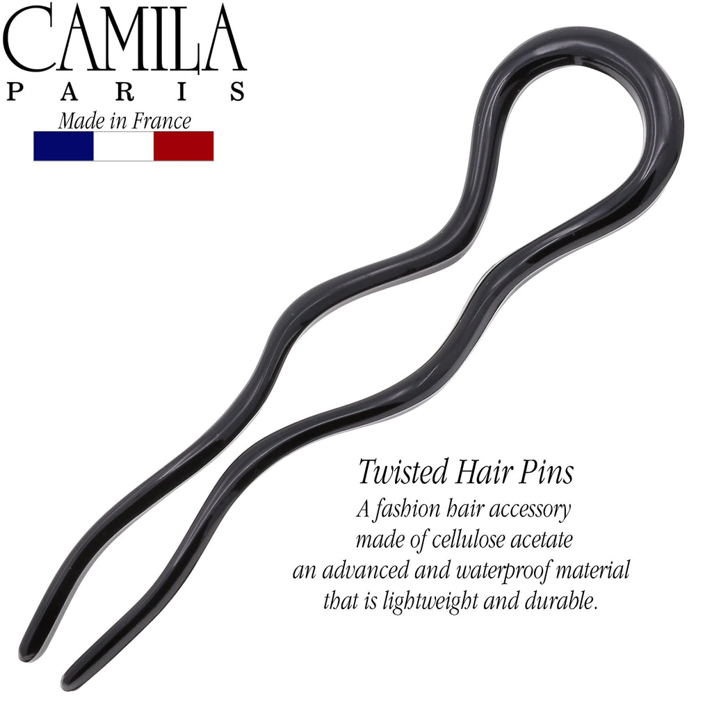 Camila Paris CP3285-2 French Twist Stick Hair Fork – 2 Large 5-Inch U-Shape Pins, Made in France
