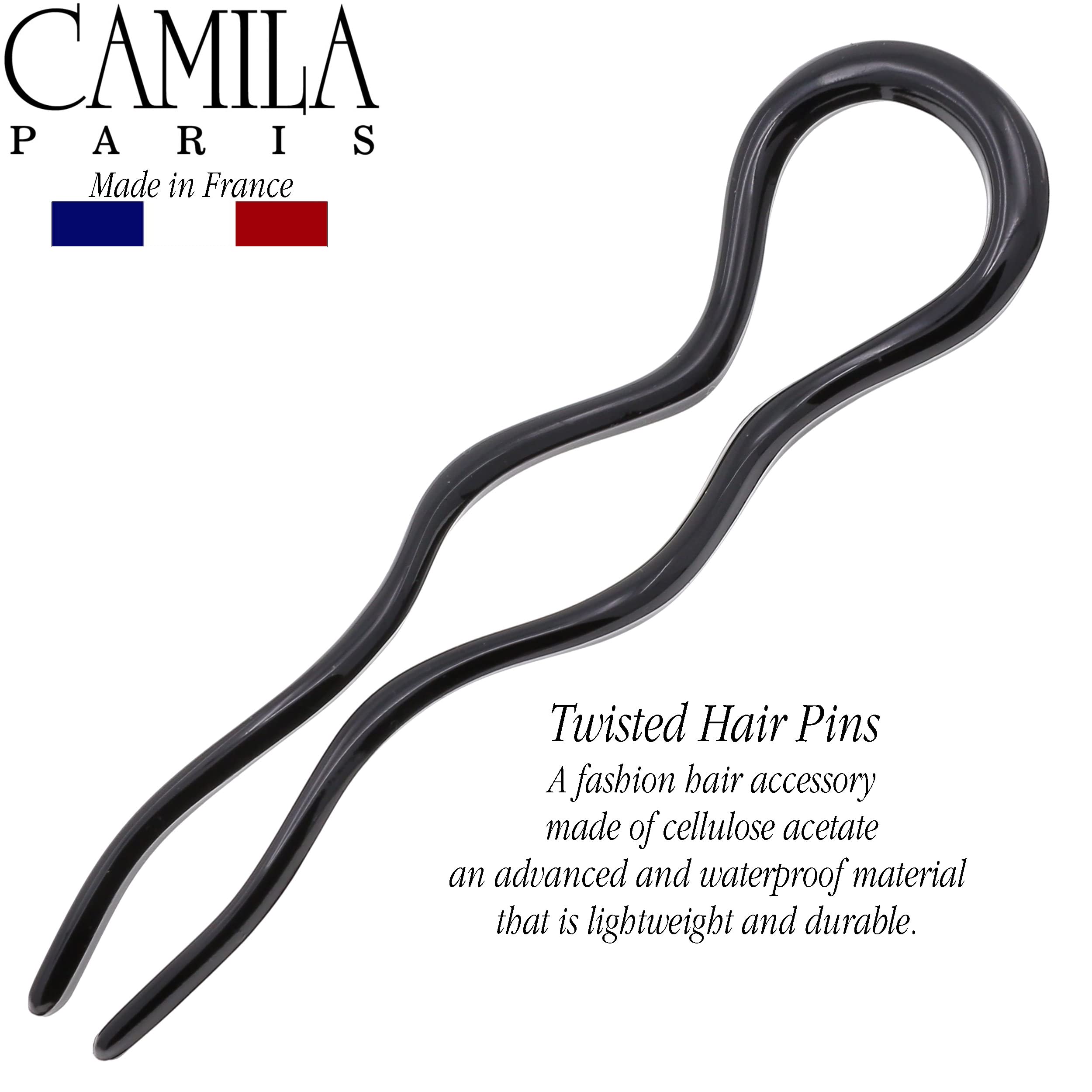 Camila Paris CP3285-2 French Twist Stick Hair Fork – 2 Large 5-Inch U-Shape Pins, Made in France