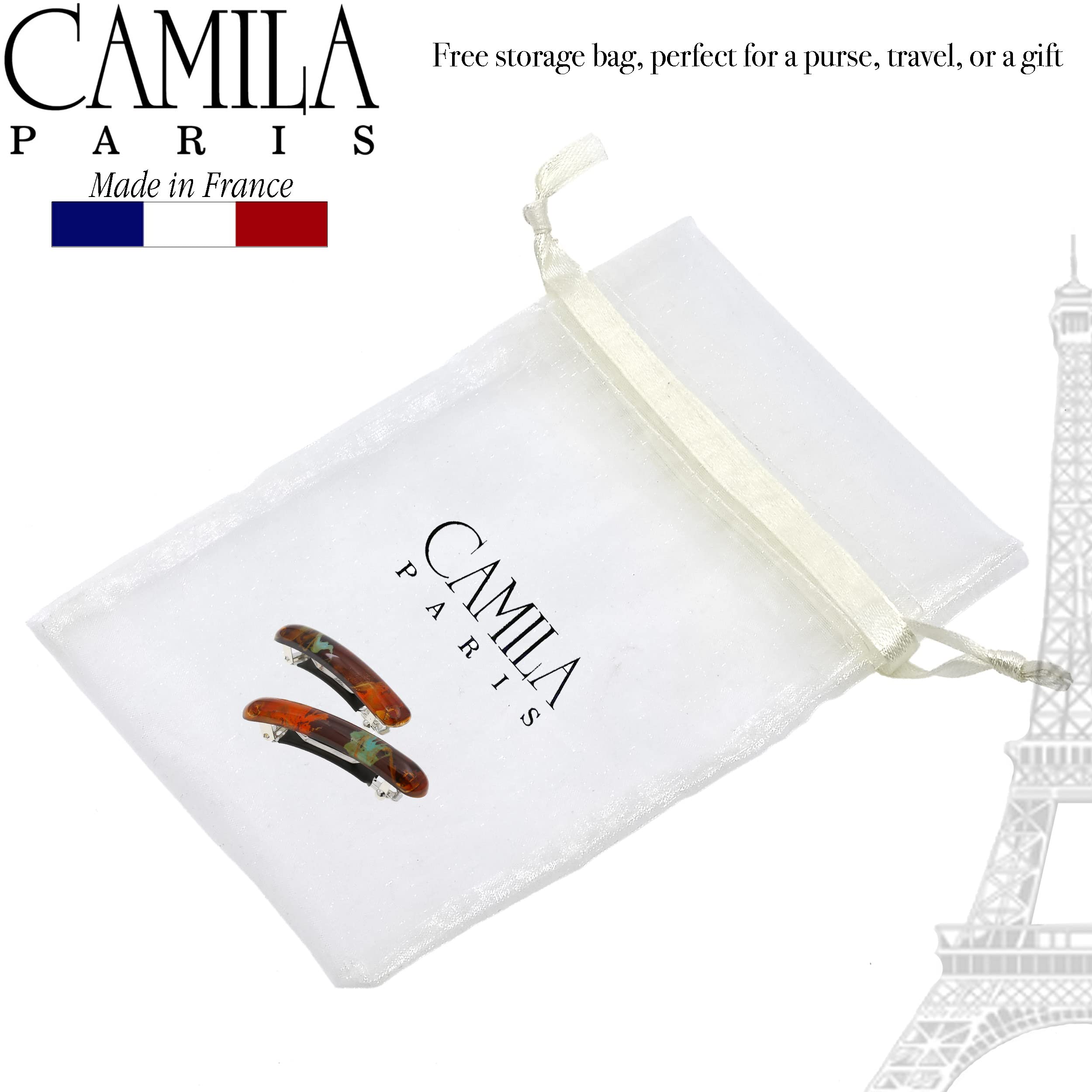 Camila Paris CP3328 French Hair Barrette Clip – 2-Pack (Orange), Strong Hold with Rubberized Clasp, Made in France