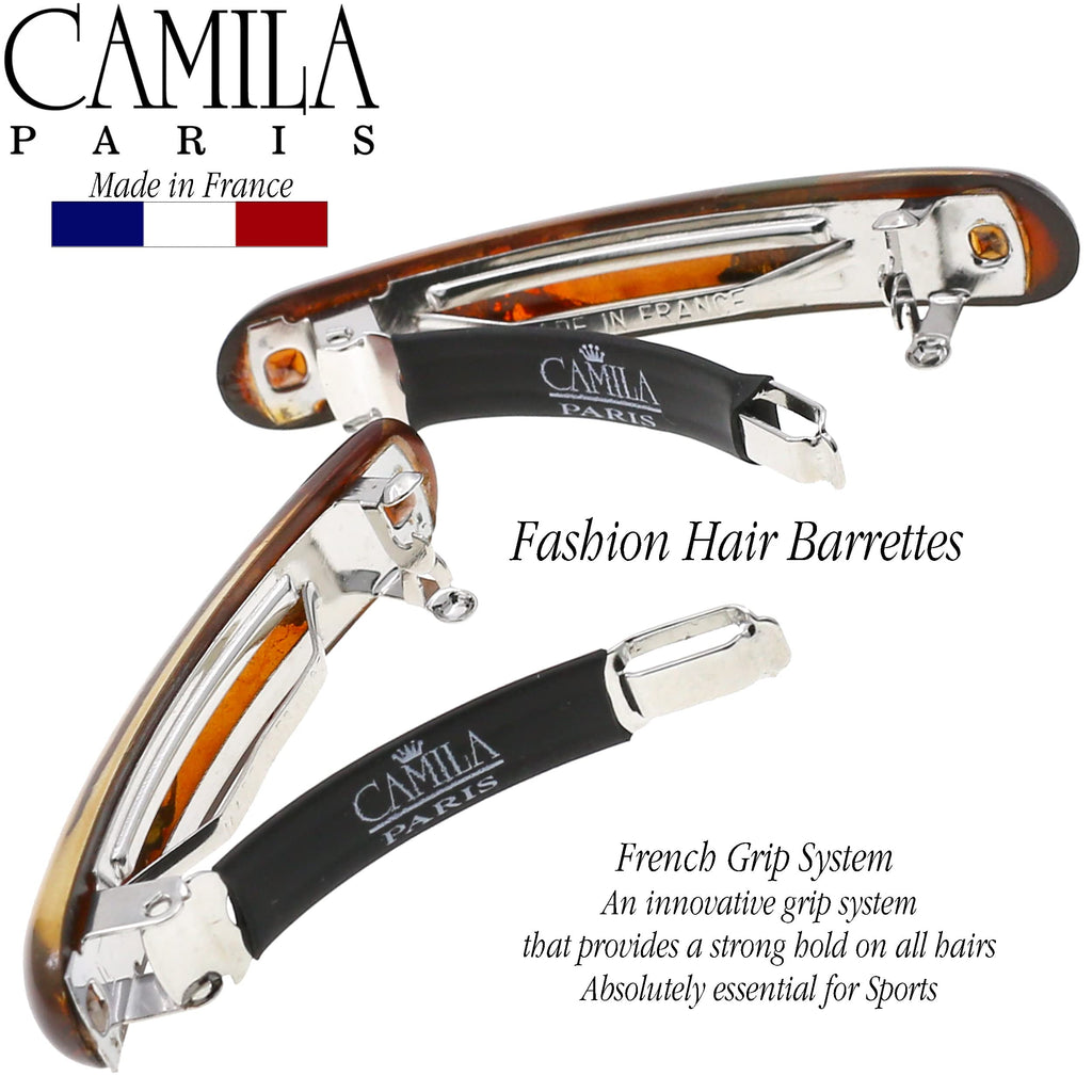 Camila Paris CP3328 French Hair Barrette Clip – 2-Pack (Orange), Strong Hold with Rubberized Clasp, Made in France