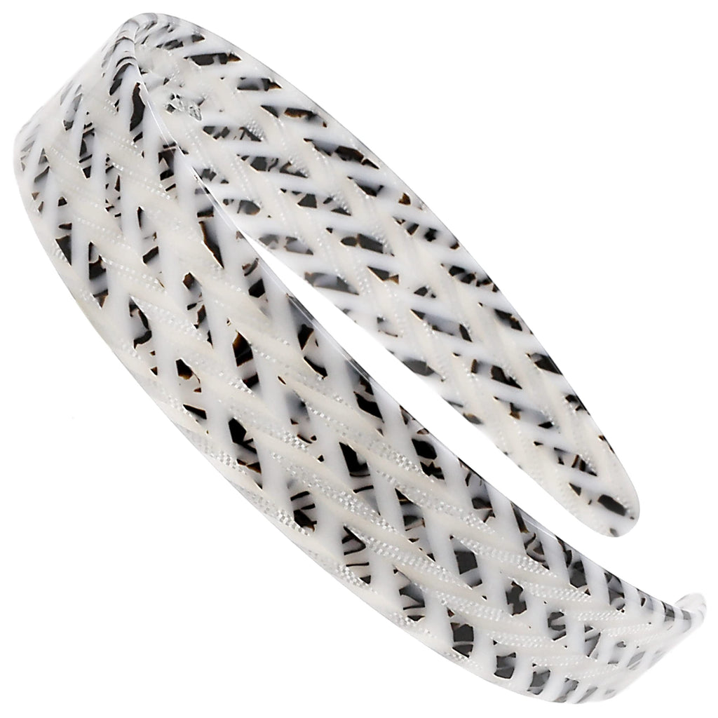 Camila Paris CP3465 French Headband – Handmade White & Gray, No-Slip Grip, Flexible & Durable