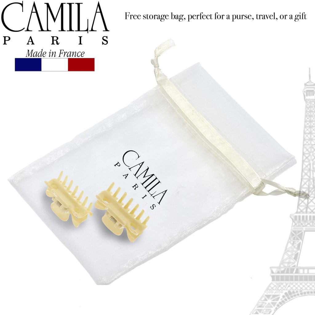 Camila Paris CP3512 Cream Hair Clips Set of 2 – 1.5 Inch French Claw Clips, Strong Hold, No Slip, Made in France