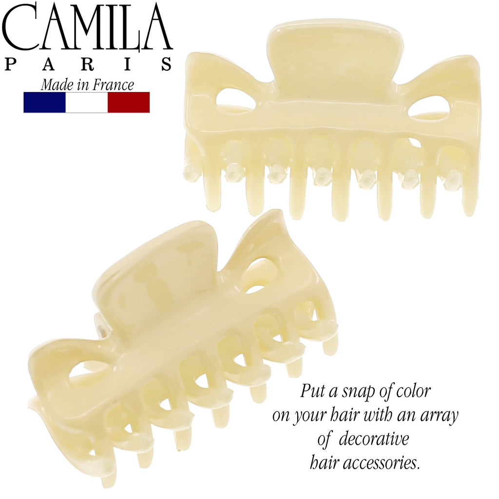 Camila Paris CP3512 Cream Hair Clips Set of 2 – 1.5 Inch French Claw Clips, Strong Hold, No Slip, Made in France
