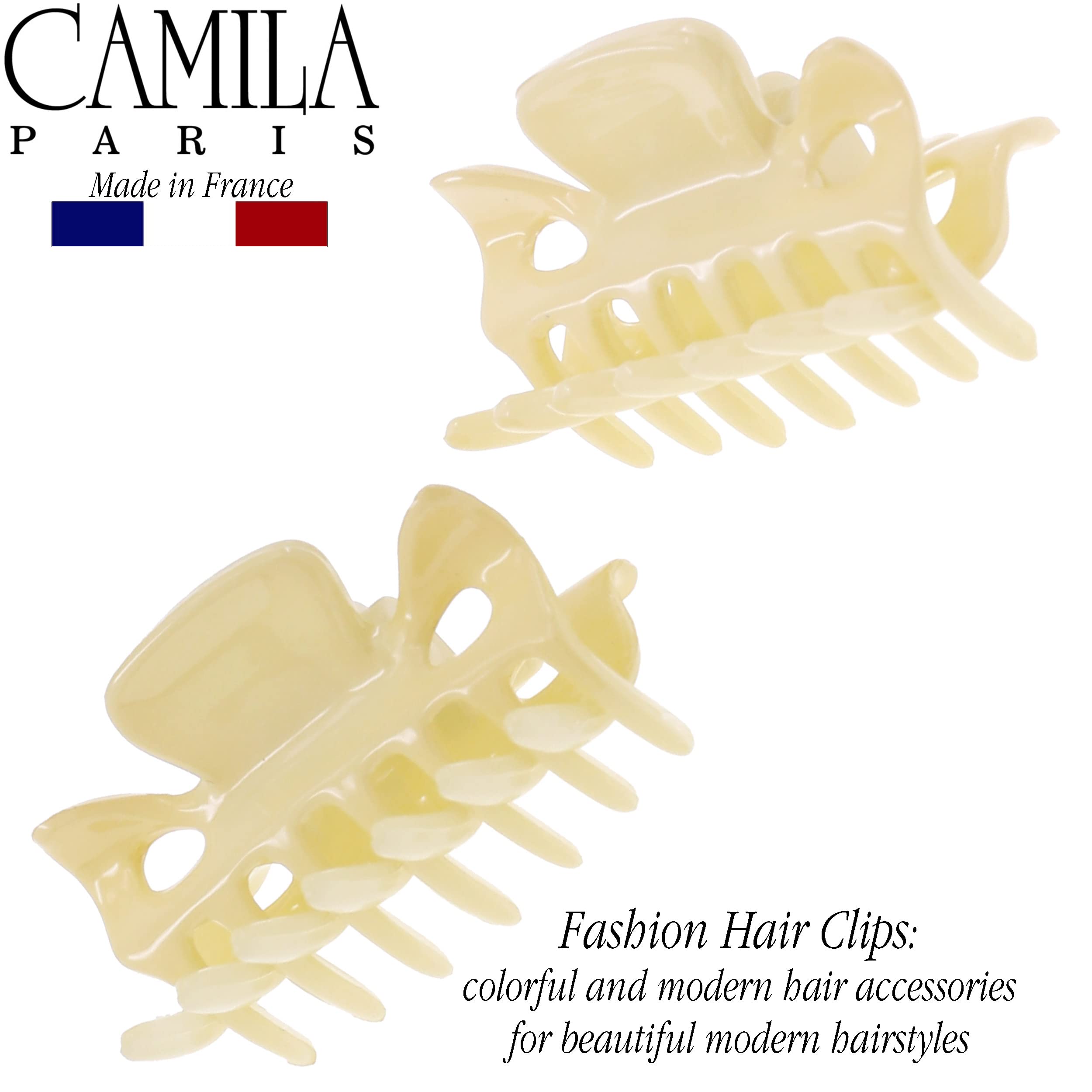 Camila Paris CP3512 Cream Hair Clips Set of 2 – 1.5 Inch French Claw Clips, Strong Hold, No Slip, Made in France