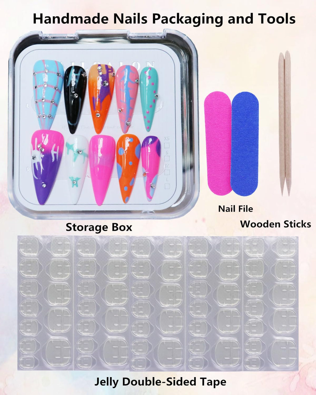 CAMILCY Luxury Press-On Nails – Handmade, Reusable Almond Tips (10pcs A023)