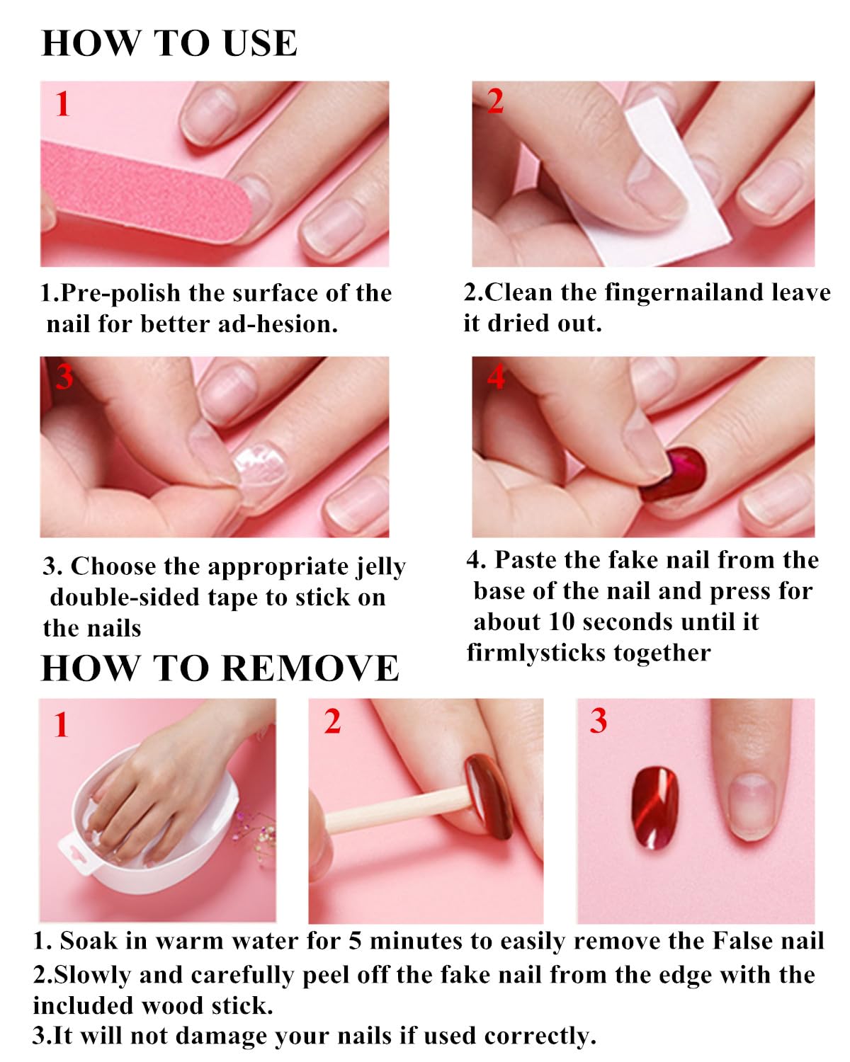 CAMILCY Luxury Press On Nails – Handmade, Reusable, Long Almond Shape with Pink Diamonds