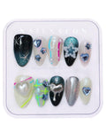 CAMILCY Press On Nails – Handmade Luxury Short Almond, Reusable 10pcs