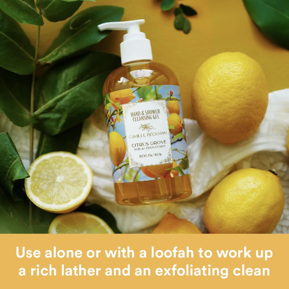 Camille Beckman Citrus Grove Hand & Shower Cleansing Gel (13 oz) – Vegan, Gluten-Free, ProVitamin B5