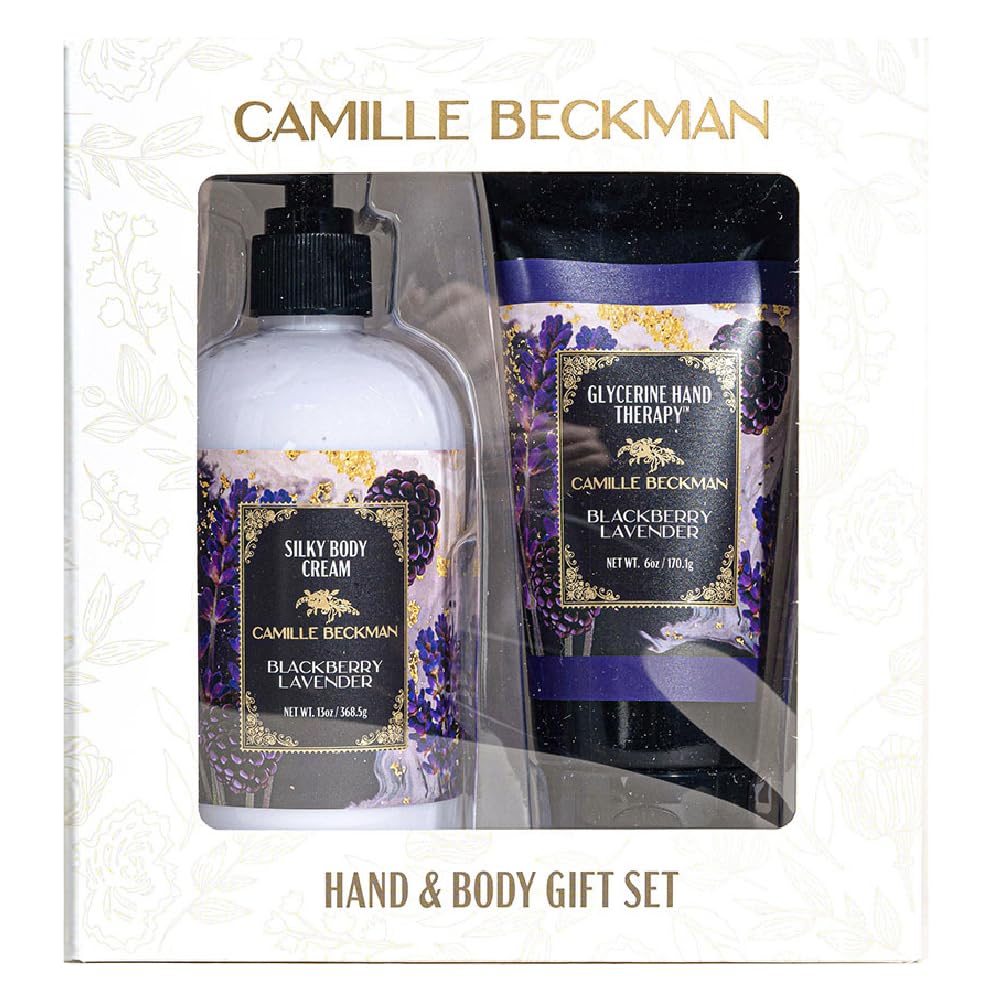 Camille Beckman Hand & Body Duet Set – Blackberry Lavender Glycerine Hand Therapy & Silky Body Cream