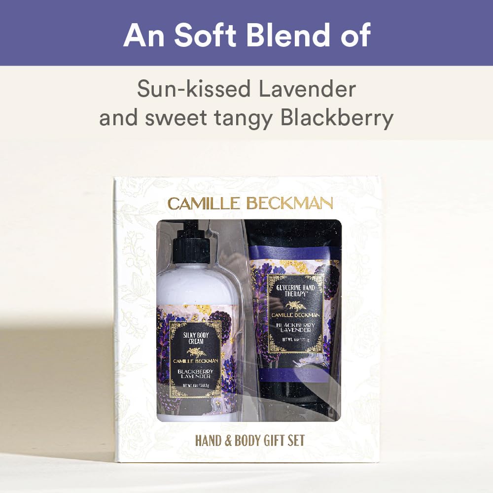 Camille Beckman Hand & Body Duet Set – Blackberry Lavender Glycerine Hand Therapy & Silky Body Cream