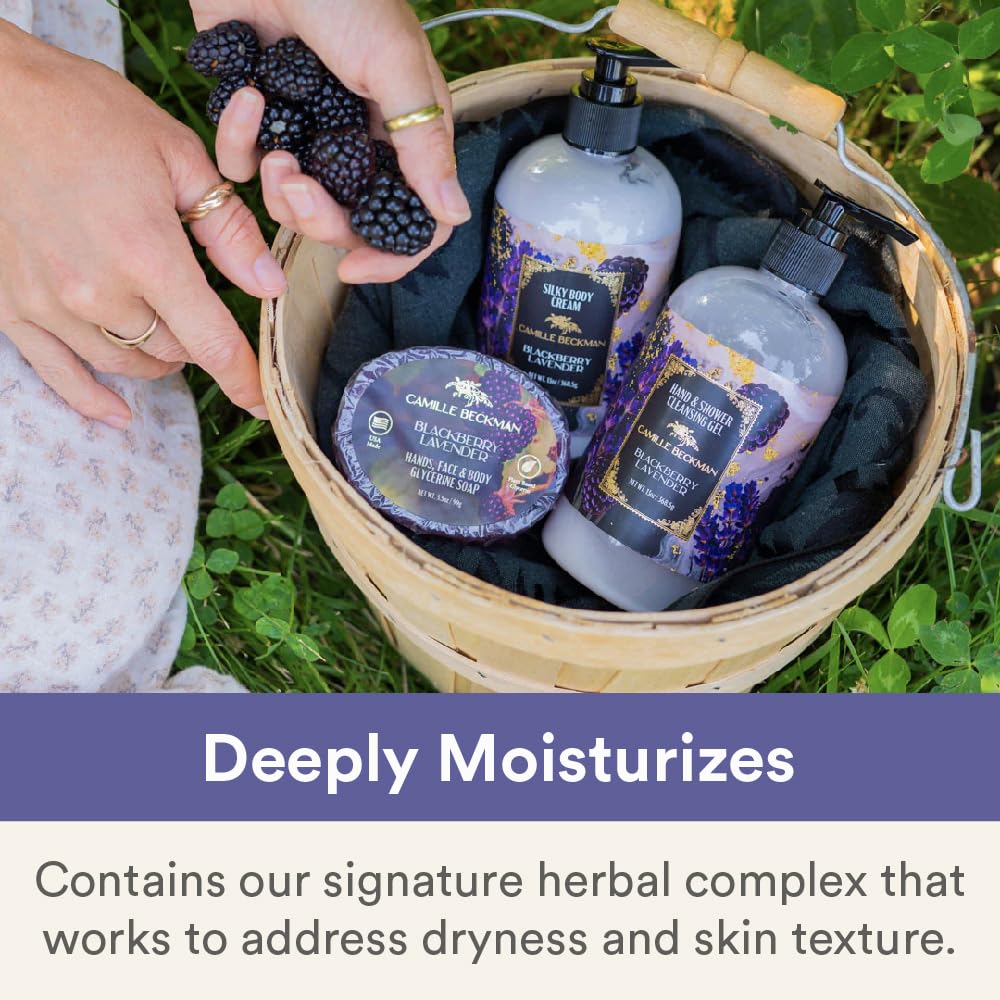 Camille Beckman Blackberry Lavender Silky Body Cream – Daily Vegan Moisturizer (13 oz)