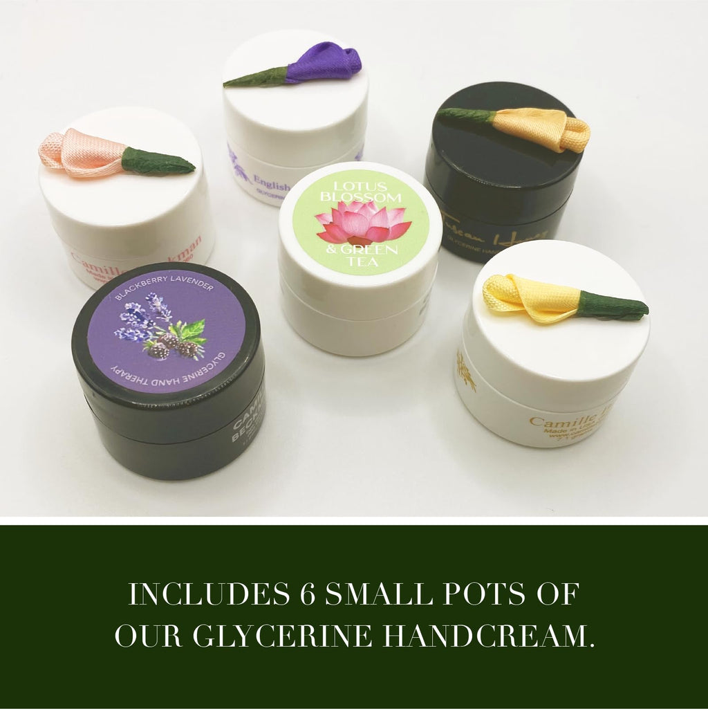 Camille Beckman Glycerine Hand Therapy Sampler — 6 Travel Pots, 0.25 oz Each