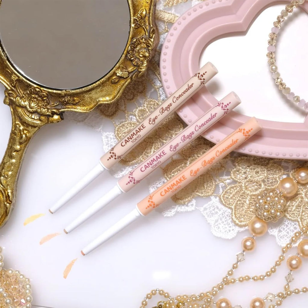 CANMAKE Eye-Bags Concealer - Slim 3mm Tip, 02 Pink Beige | Precise Under-Eye Coverage