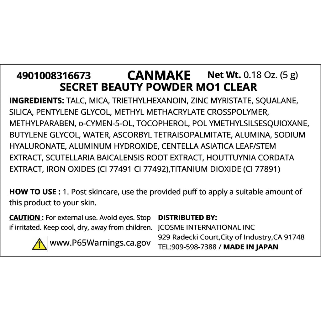 CANMAKE Secret Beauty Powder M01 Clear – Translucent Day & Night Powder
