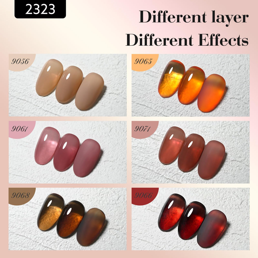 CANNI Brown Jelly Gel Nail Polish Set – 6 Translucent Coffee & Mocha Shades (9ML) | Soak-Off UV/LED