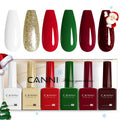 CANNI 6Pcs 9ml Gel Nail Polish Set – HEMA-Free Christmas Colors for At-Home Salon