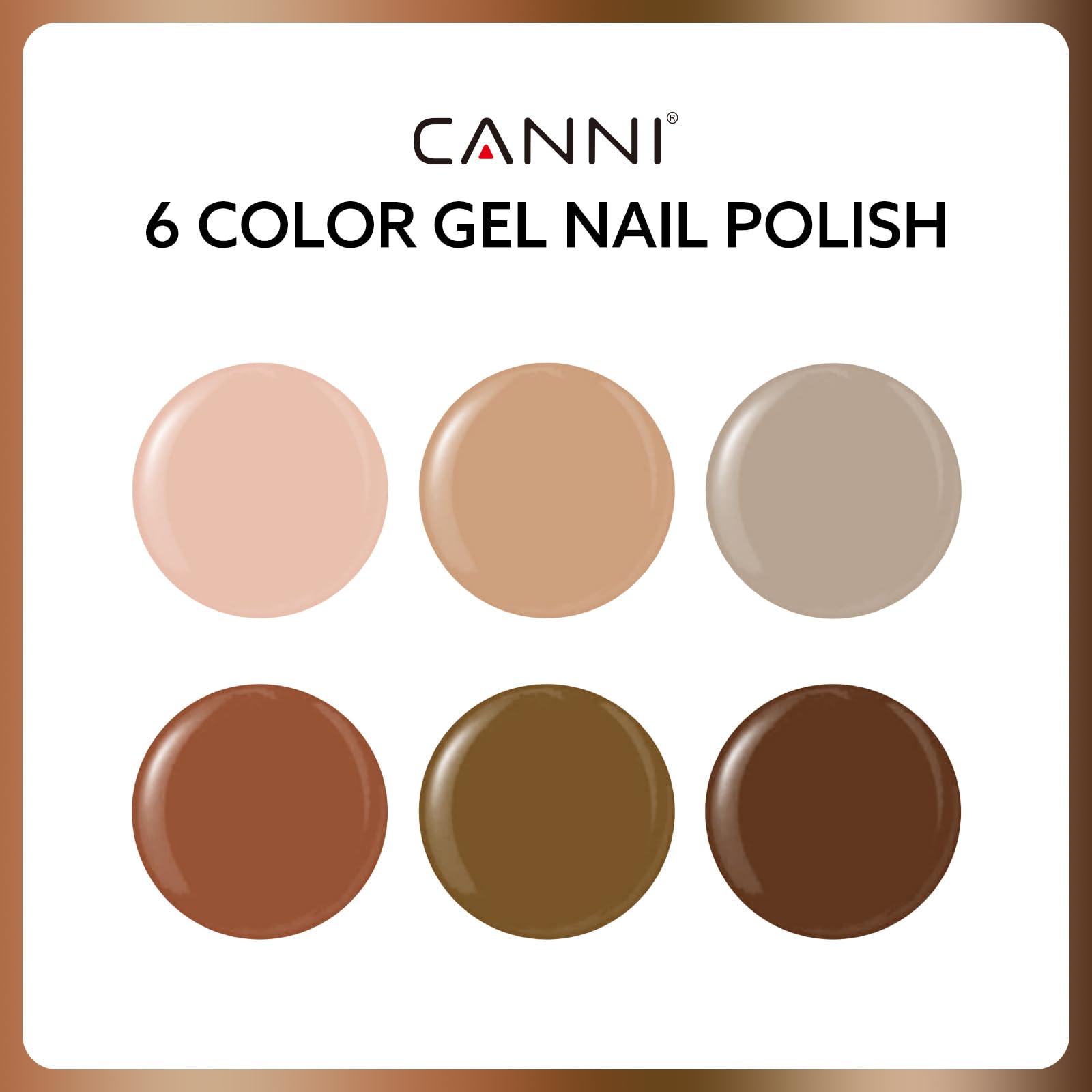 CANNI 6Pcs 9ml HEMA-Free Nude Brown Fall Gel Nail Polish Set – DIY at Home & Gift Ready